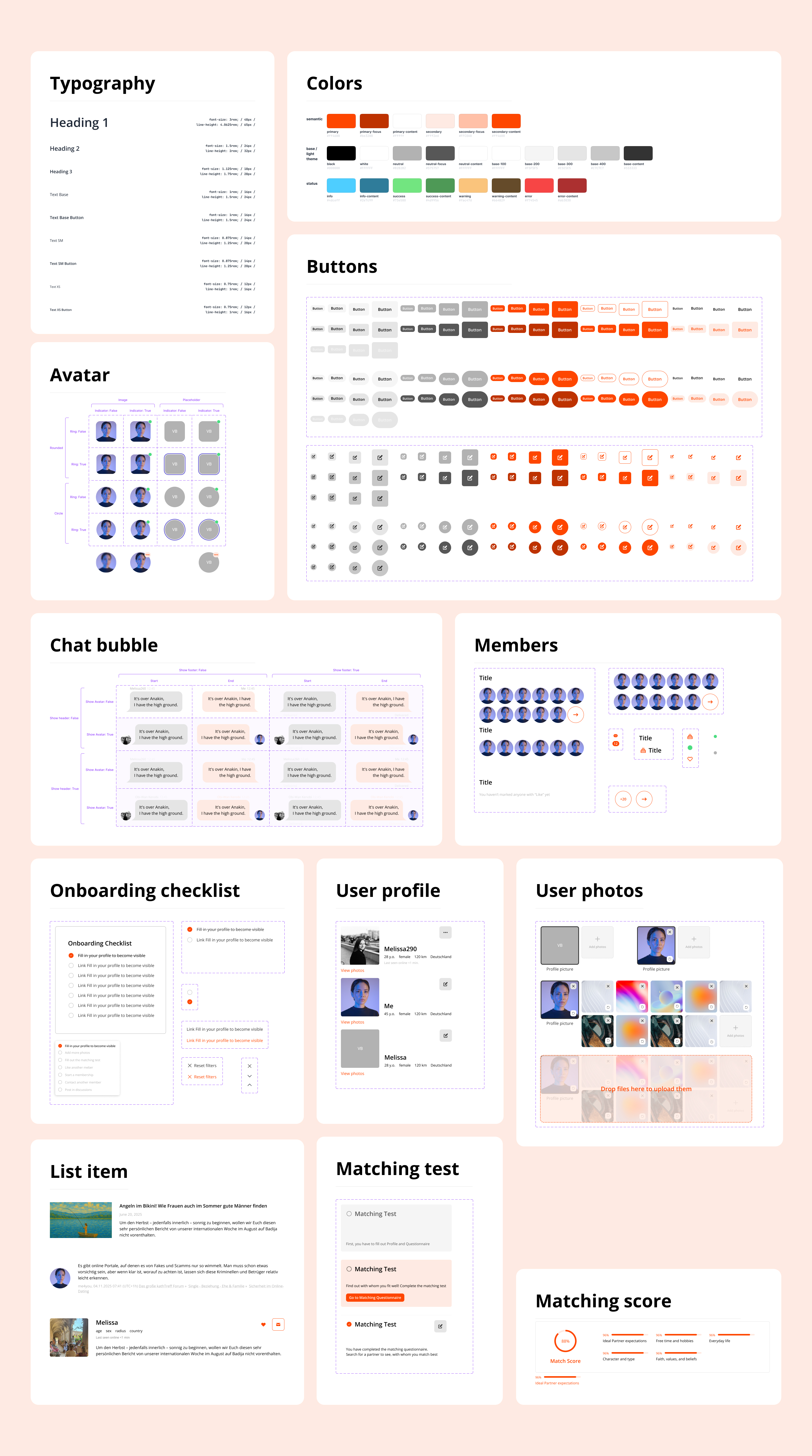 kathTreff design system: typography, colors, buttons, and component library