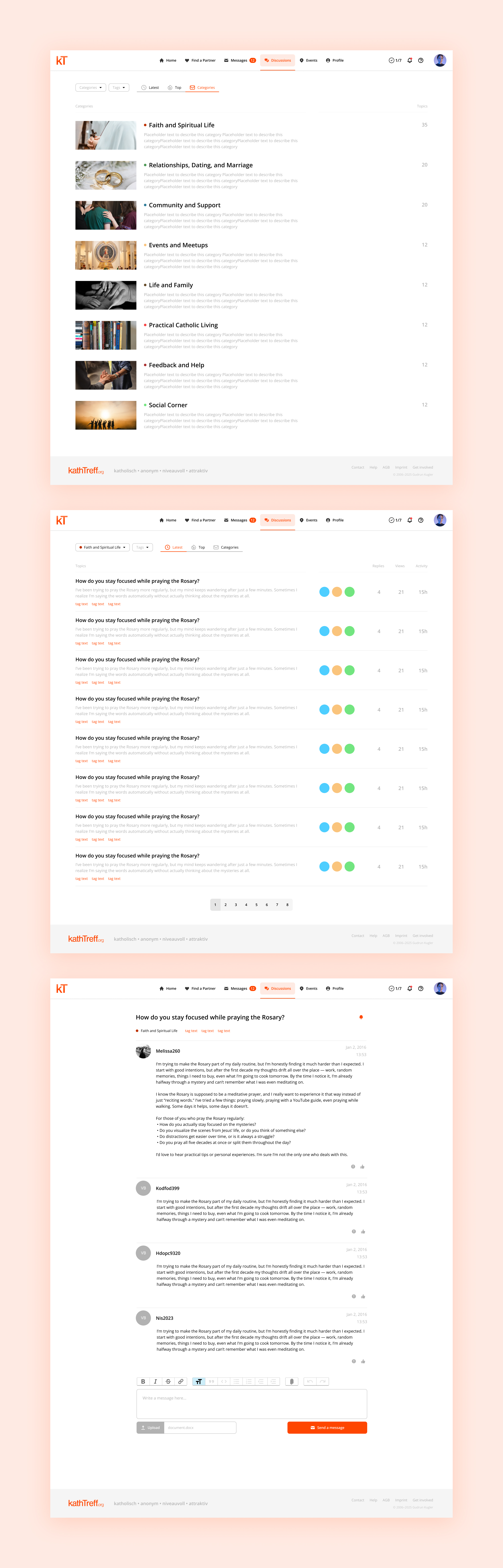 Redesigned Discussions system: Categories, Topics, and Post views