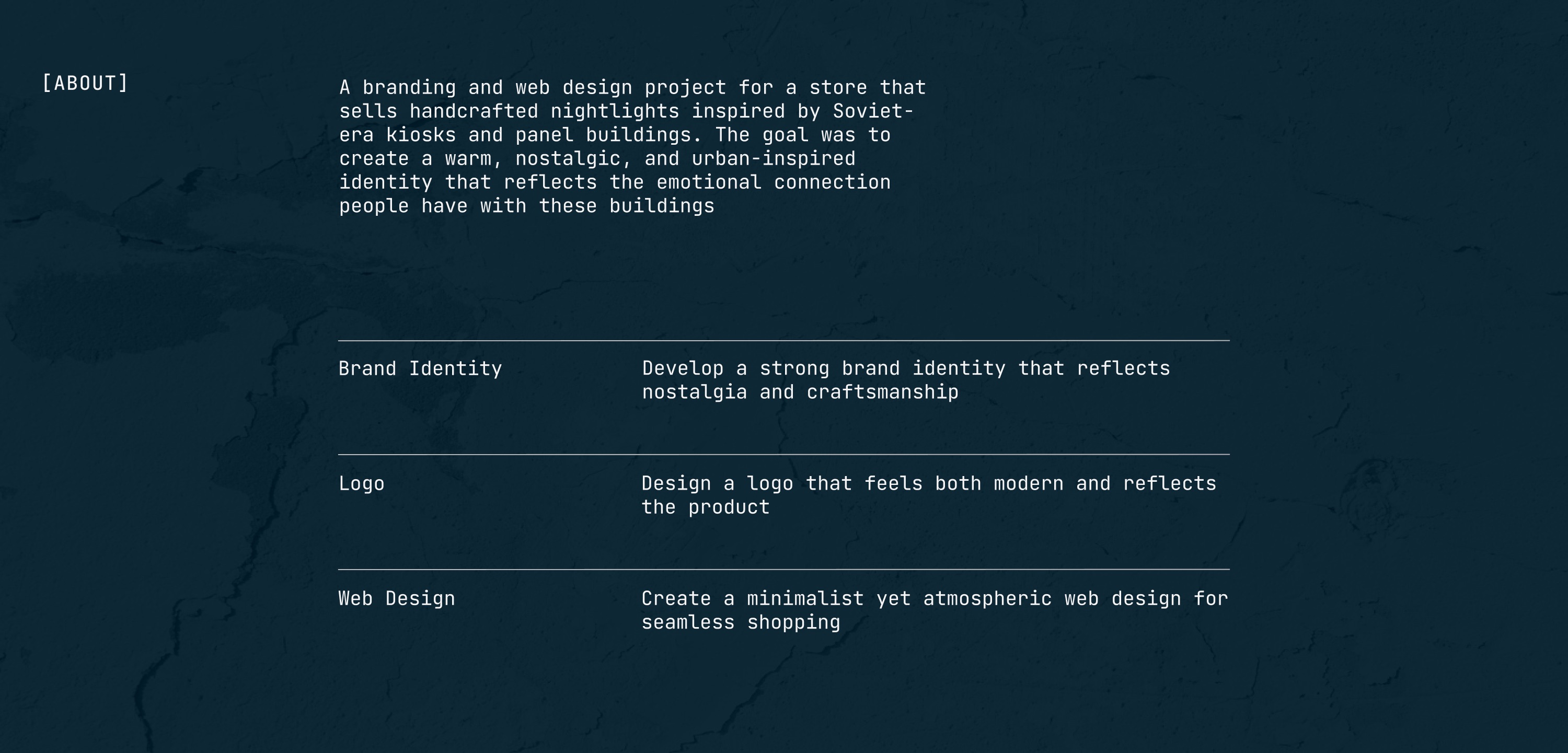 Project brief: brand identity and web design for a handcrafted nightlight store